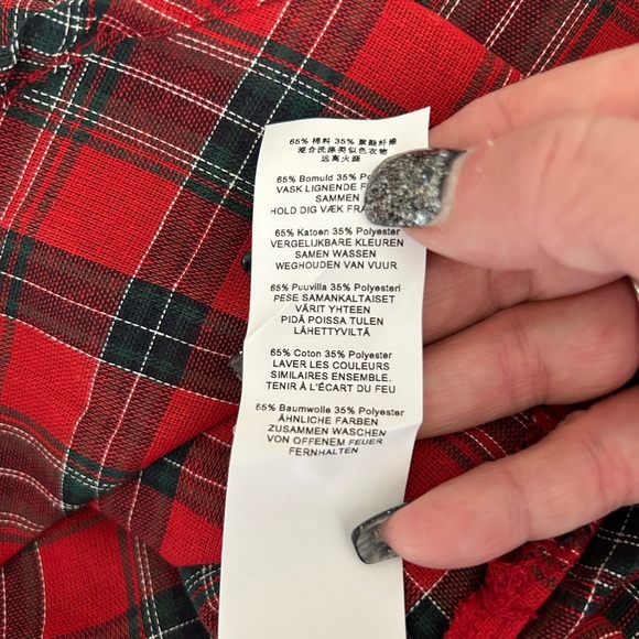 Misguided Red Plaid Petite Button down dress Size 10P - Picture 10 of 10